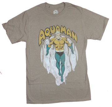 Aquaman Mens T-Shirt - Retro Styled Swimming Aquaman Circle Image