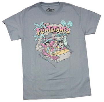 The Flintstones Mens T-Shirt - Loaded Car Dino Rubble Betty & Wilma