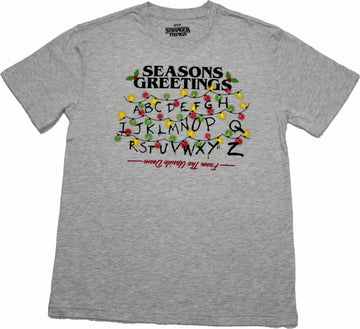 Stranger Things Mens T-Shirt - Seasons Greetings Xmas Lights