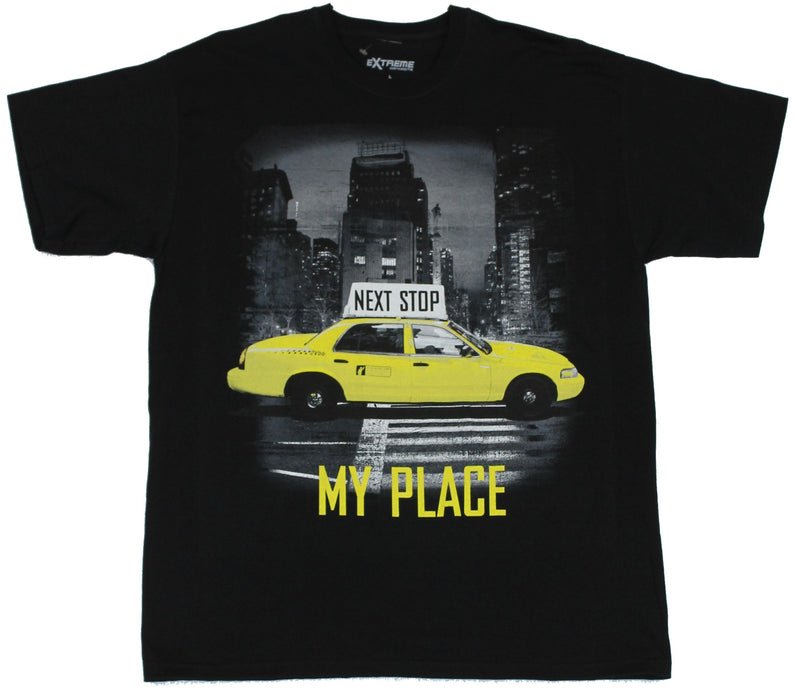 Next Stop Crude Attitude Mens T-Shirt - Next Stop My Place Taxi Cab Image