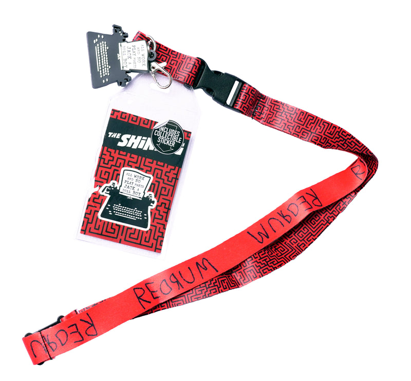 The Shining Horror Movie Classic RedRum Lanyard, Badge Holder With All Work and No Play Charm