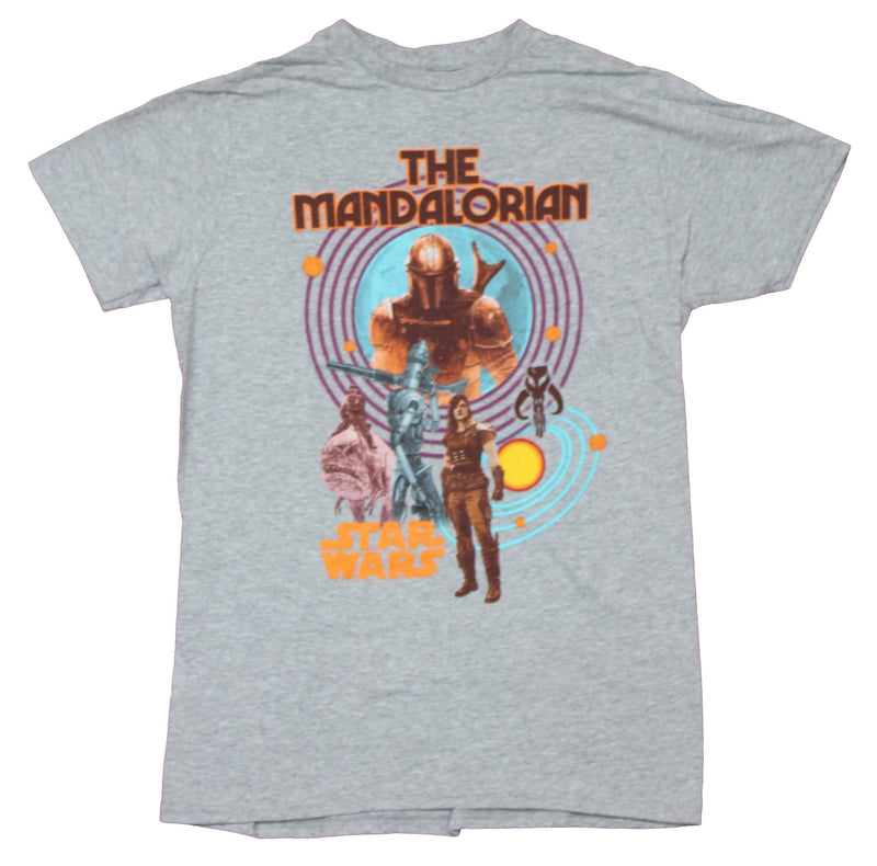 Star Wars The Mandalorian Mens T-Shirt -  Circled Cast Image With Cara Dune