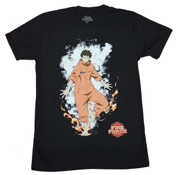 Fire Force Mens T-Shirt - Shinra Kusakabe Standing In Smoke Flames