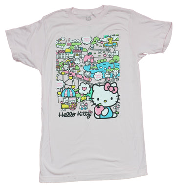 Hello Kitty Mens T-Shirt - Giant City Kitty and Friends Allover Image