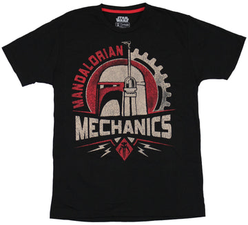 Star Wars  Mens T-Shirt - Mandolorian Mechanics Boba Fett Head Image