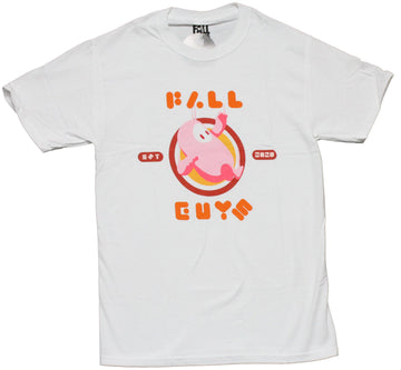 Fall Guys Mens T-Shirt - Pink Character in Circle Logo
