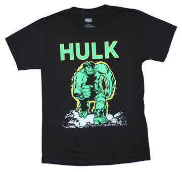Hulk Mens T-Shirt - Charging Old School Artwork Under Name