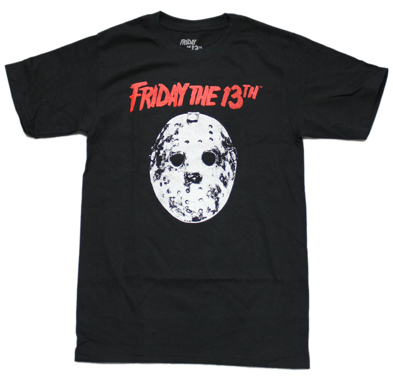 Friday the 13th Mens T-Shirt - Classic Mask Under Red Logo - Inmyparentsbasement.com