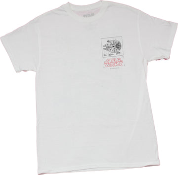 Star Wars Mens T-shirt - Lapel Falcon schematic large version on back