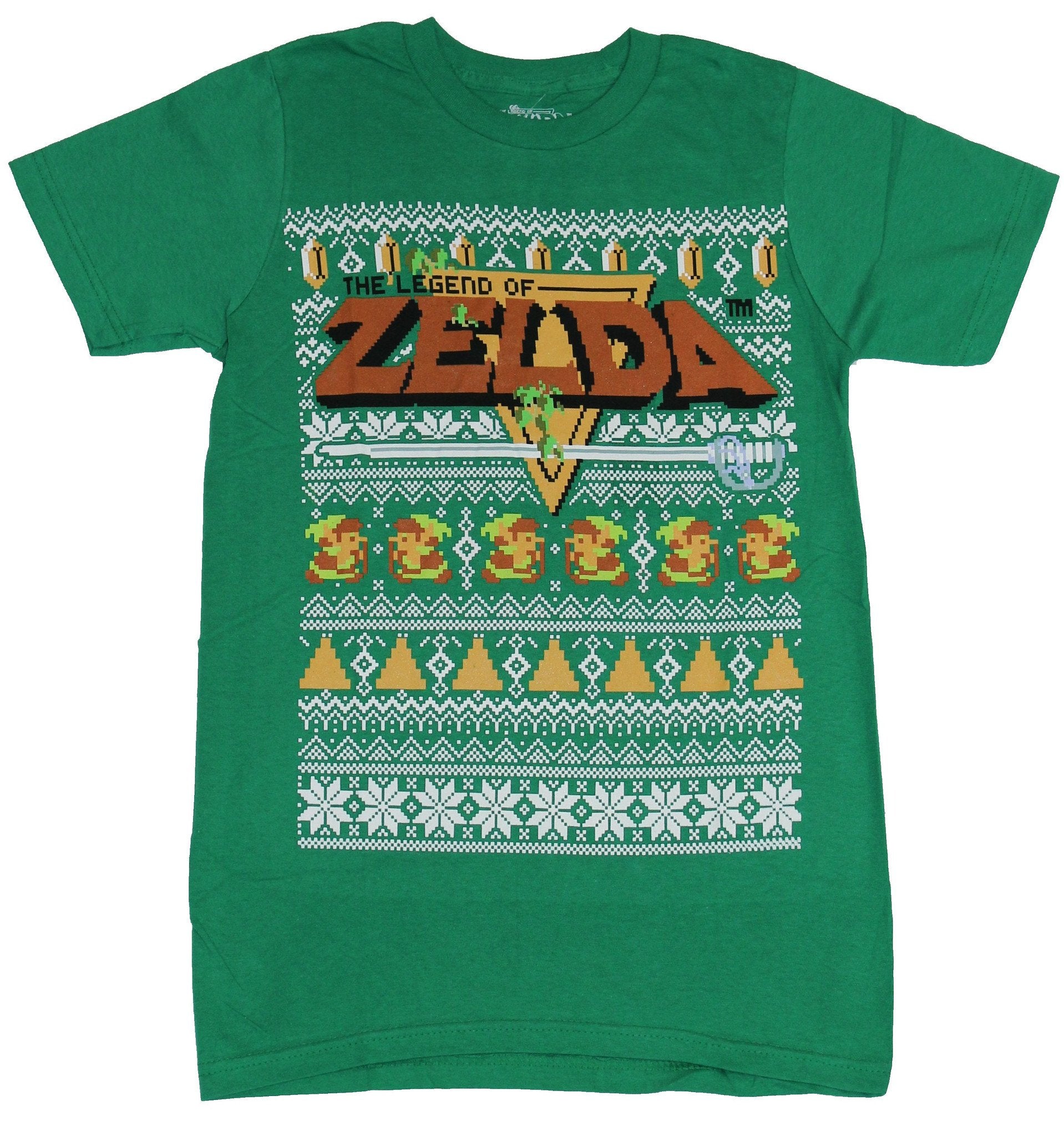 Legend of Zelda Mens T-Shirt  - Fair Isle NES Logo Screen Design