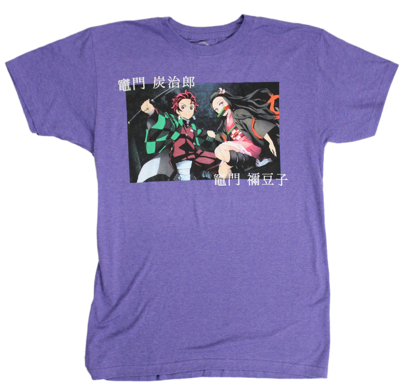 Demon Slayer Mens T-Shirt - Tanjiro Nezuko Duo Kanji Box - Inmyparentsbasement.com