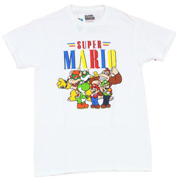 Super Mario Brothers Mens T-Shirt - Big Cartoon Group Under Logo