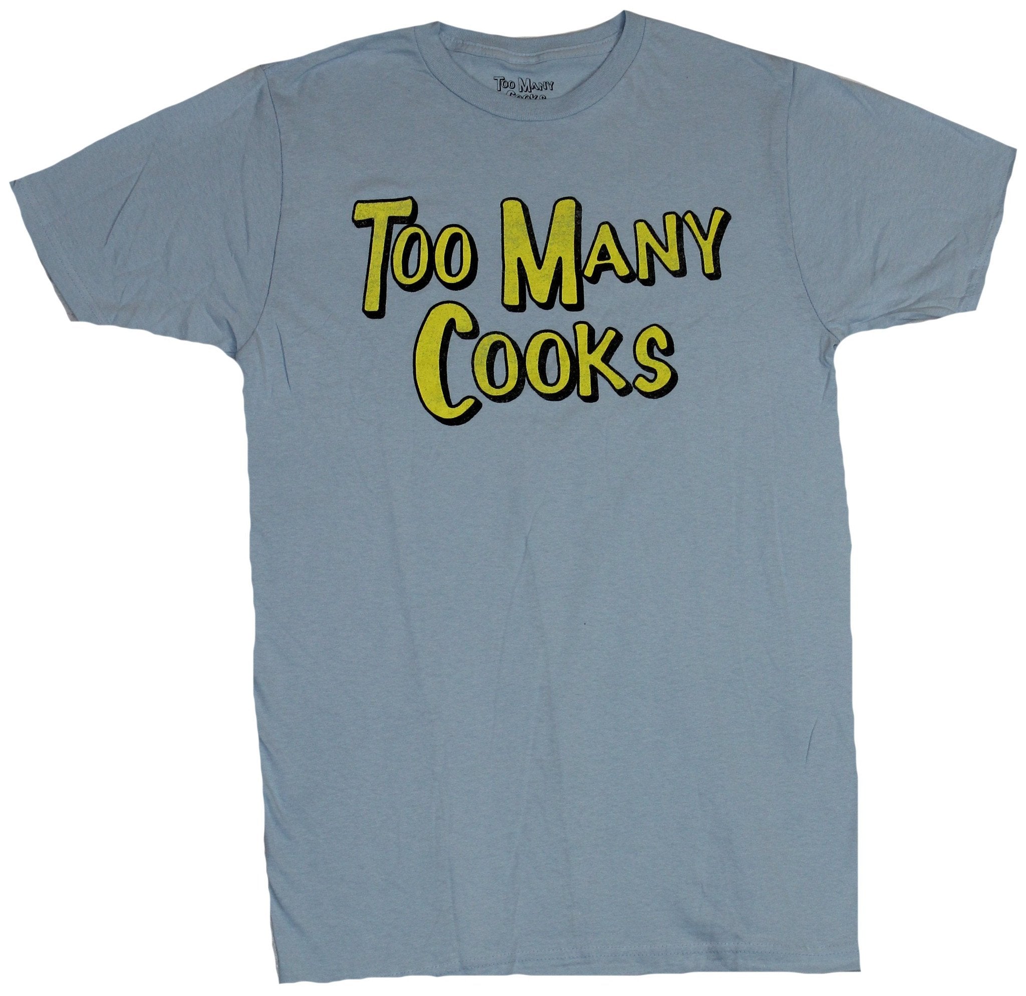 Too Many Cooks Mens T-Shirt -  Yellow Word Simple Logo Image