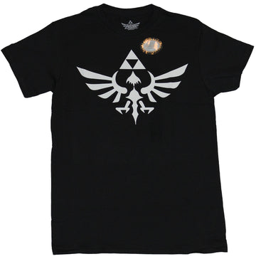 Legend of Zelda Mens T-Shirt  - White Print Winged Tri-Force Image