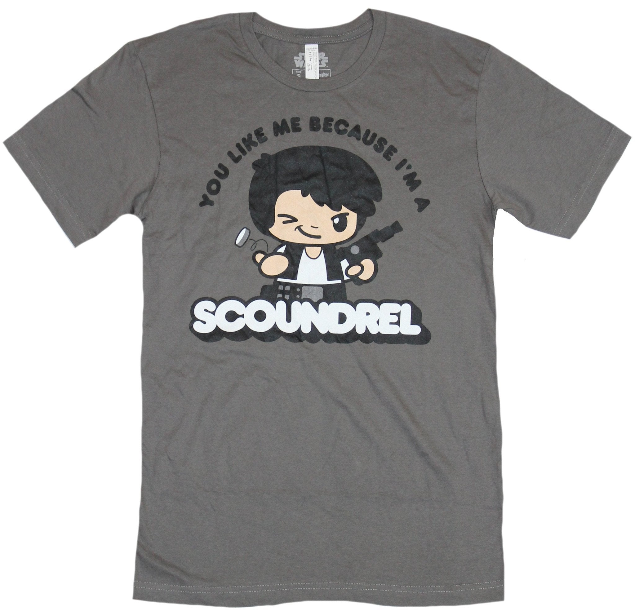 Star Wars  Mens T-Shirt - You Like Me Because I'm A Scoundrel Han Solo Cartoon