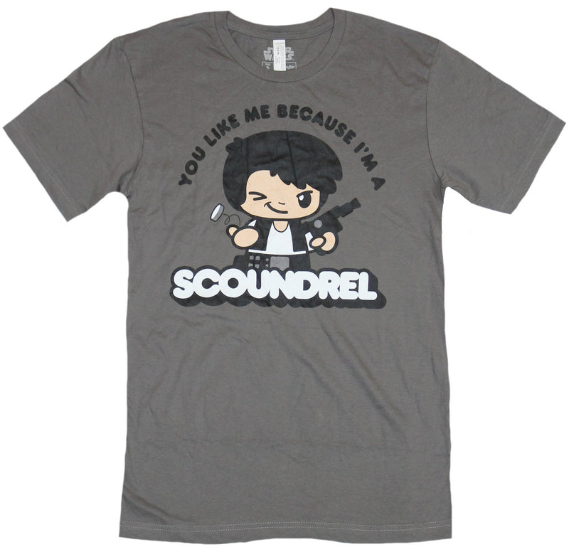 Star Wars  Mens T-Shirt - You Like Me Because I'm A Scoundrel Han Solo Cartoon - Inmyparentsbasement.com