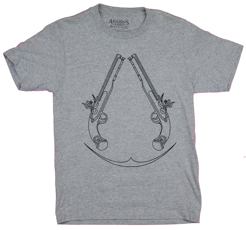 Assassin's Creed Mens T-Shirt  - Black Flag Dueling Pistols Logo