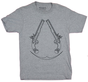 Assassin's Creed Mens T-Shirt  - Black Flag Dueling Pistols Logo