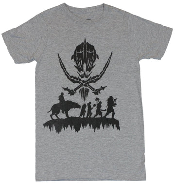 The Hobbit Mens T-Shirt - Goblin Search Party Silhouette Under Crossed Swords