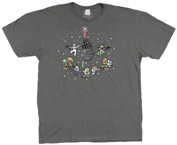 Star Wars Mens T-Shirt - Mega 8-Bit Style Circular Character Images