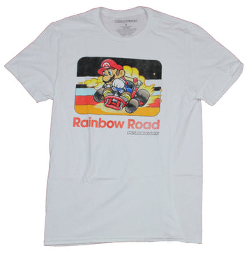 Mario Kart Mens T-Shirt  - Mario Kicking Up Dust on Rainbow Road