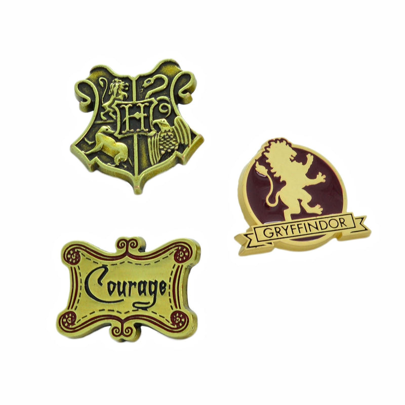 Harry Potter Gryffindor Lapel Pin Set | Courage, Hogwarts Logo Crest - Inmyparentsbasement.com