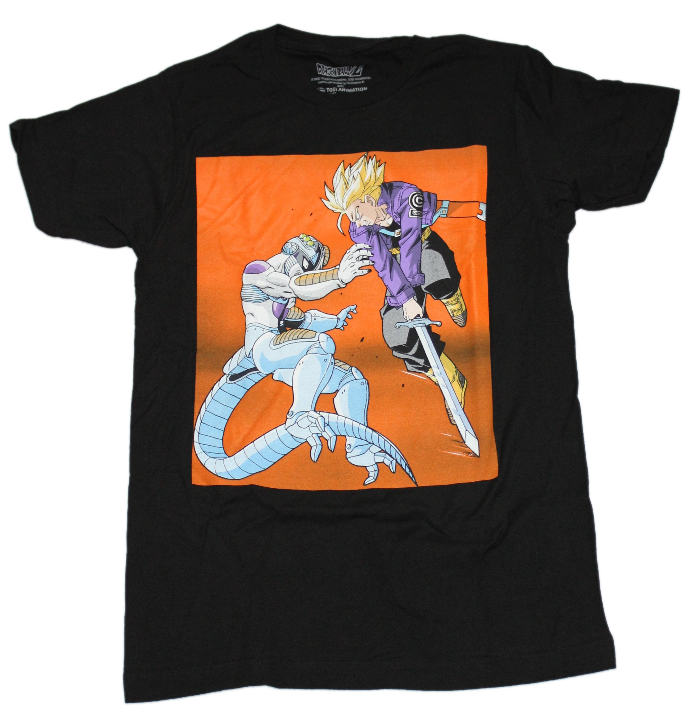 Dragon Ball Z Mens T-Shirt - Trunks Frieza Orange Box Battle