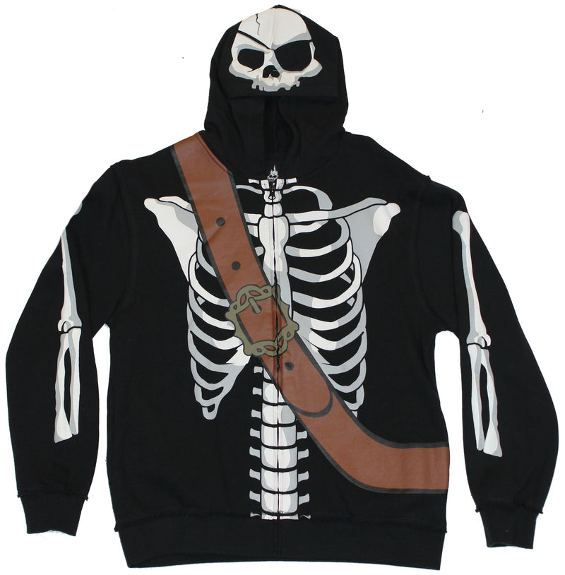 Pirates of the Caribbean Hoodie Sweatshirt - Pirate Skeleton Front w Skull Hood