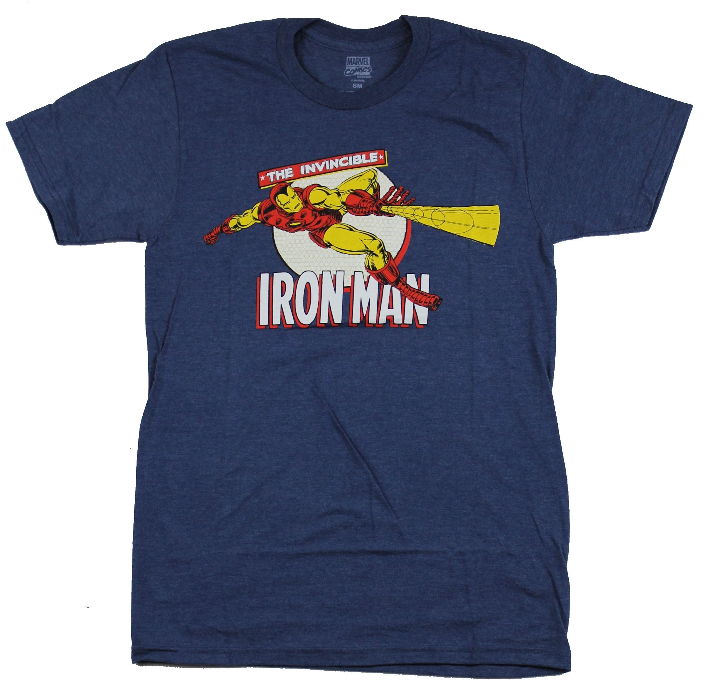 Iron Man (Marvel Comics) Mens T-Shirt - Invincible Old School Shooting Circle