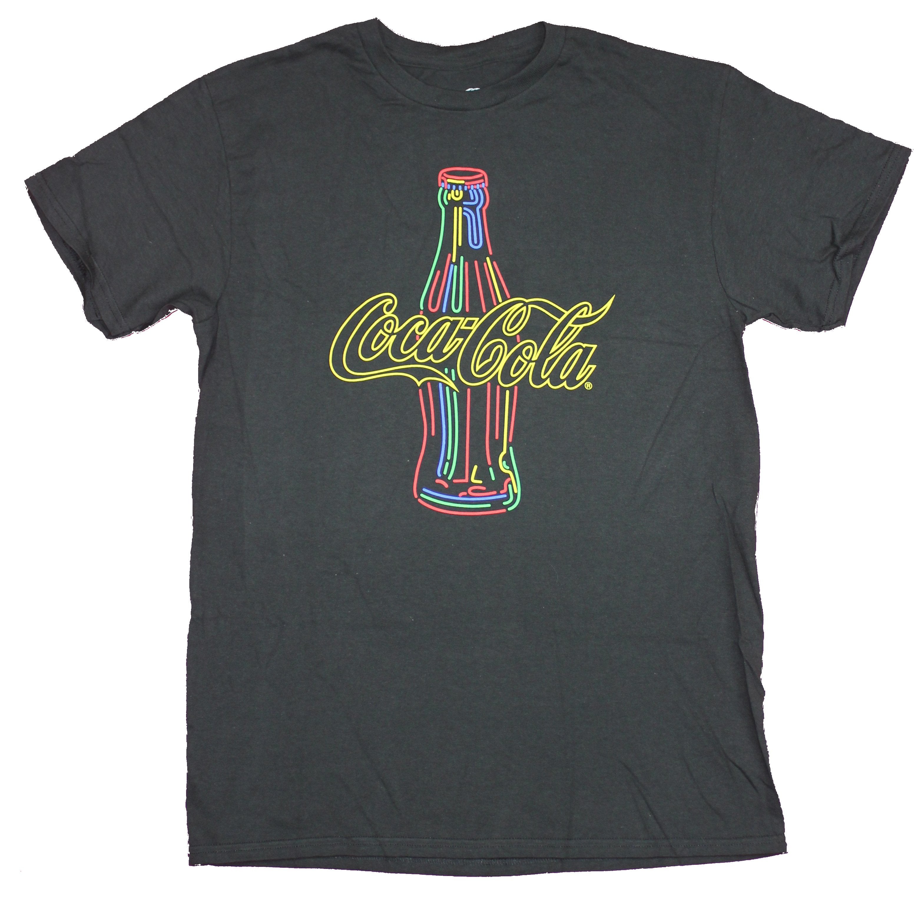 Coca Cola Mens T-Shirt  - Neon Styled Colorful Coke Bottle Image