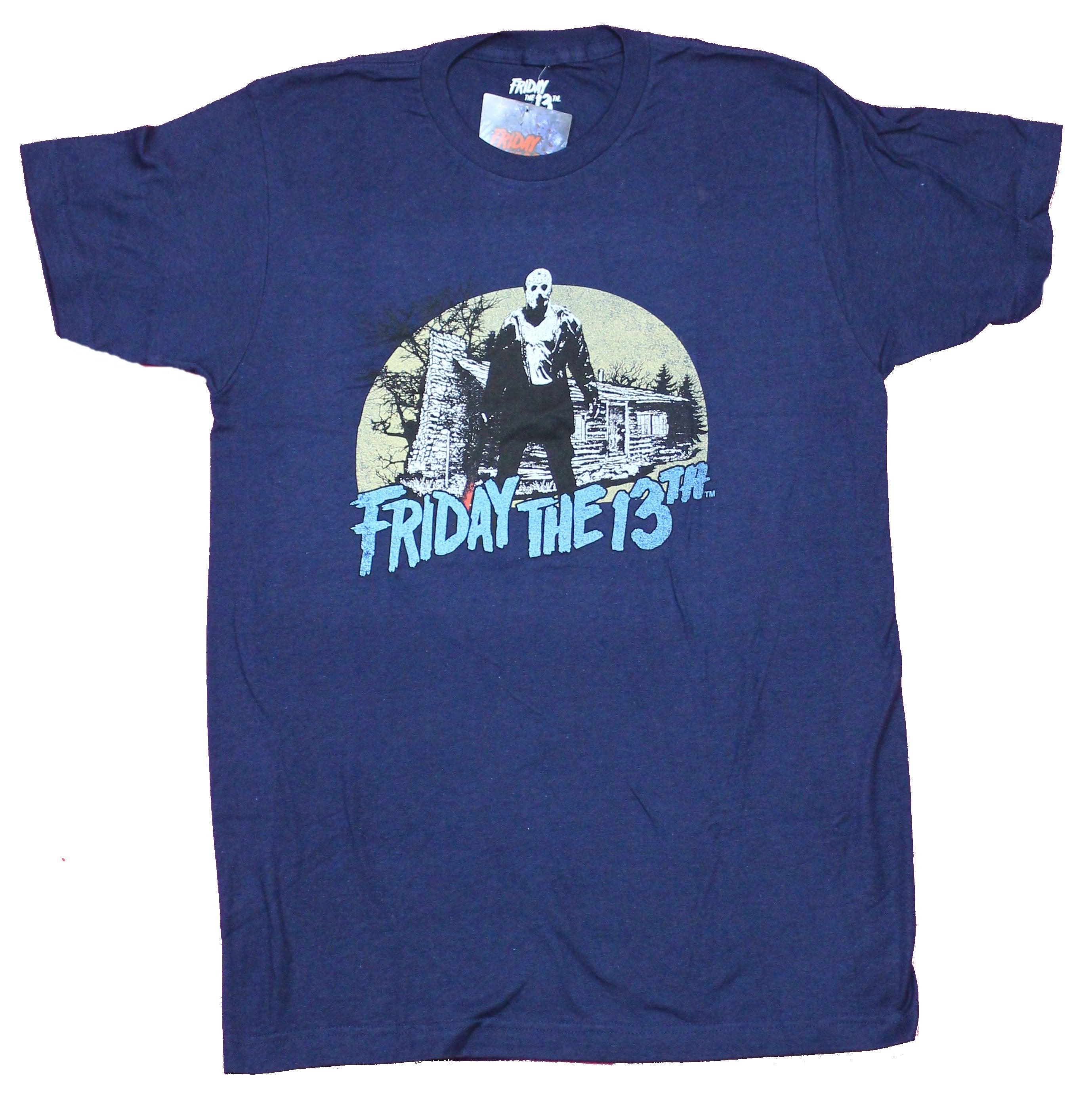 Friday the 13th Mens T-Shirt - Jason Standing In Front Of Cabin Image