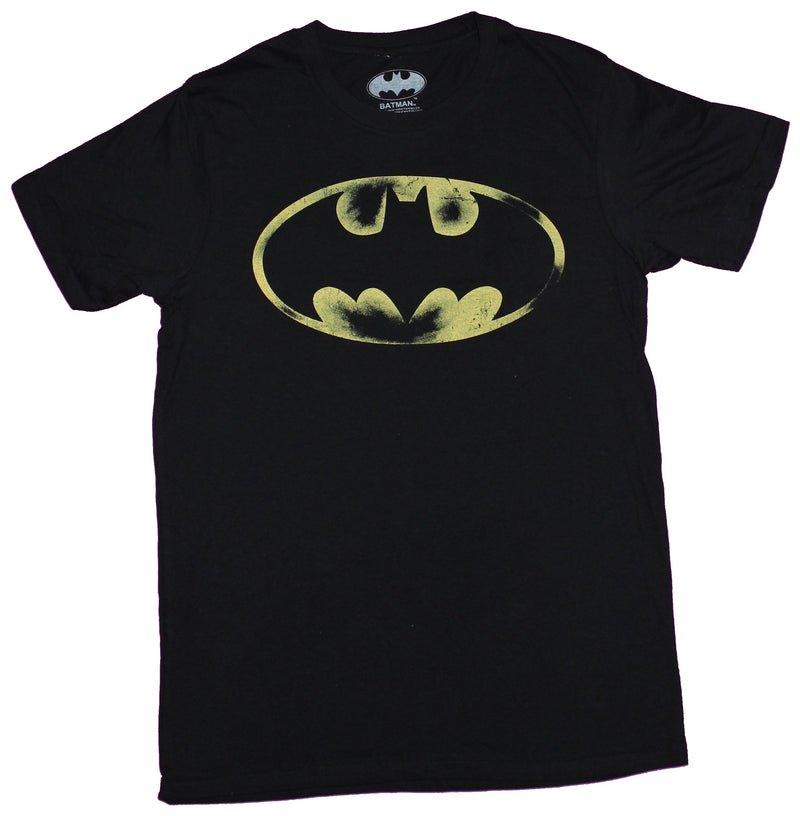 Batman Mens T-Shirt  - Rubbed Distressed Classic Logo Image