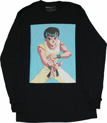 Yu Yu Hakusho Mens Long Sleeve T-Shirt - Yuske Battle Ready Blue Box