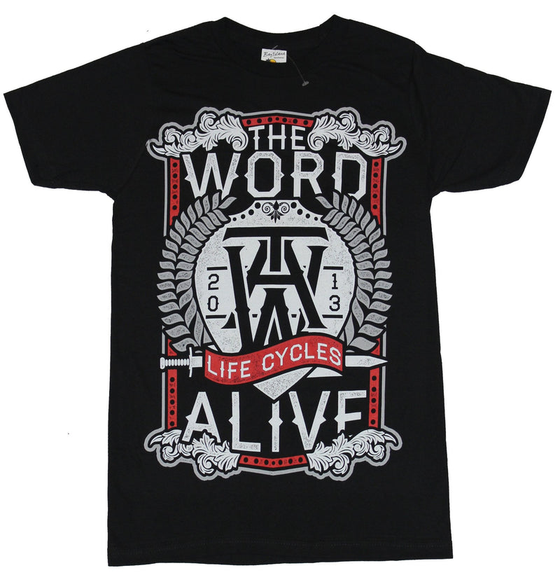 The Word Alive Mens T-Shirt - TAW 2013 Fancy Life Cycles Crest Image