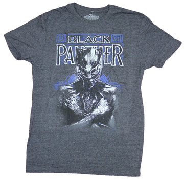 Black Panther (Marvel) Mens T-Shirt - Wakanda Forever Posed Under Name Logo