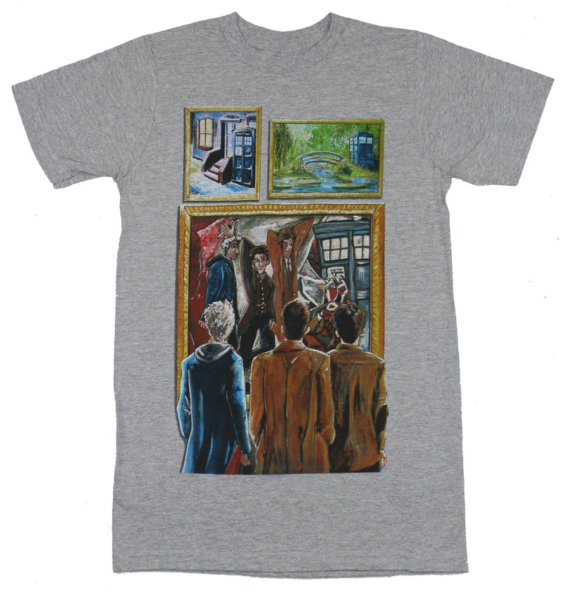 Doctor Who Mens T-Shirt - The Doctors Reflect Themselves in The Gallery