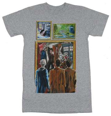 Doctor Who Mens T-Shirt - The Doctors Reflect Themselves in The Gallery