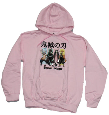 Demon Slayer Kimetsu no Yaiba Pink 4 Panel Action Pose Hoodie