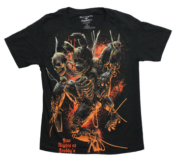 Five Night's at Freddy's Mens T-Shirt - Distress Skeletons Orange Splatter