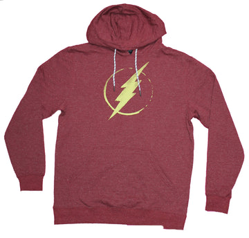 Flash Mens Pull Over Hoodie - Classic Yellow Logo Distressed Image