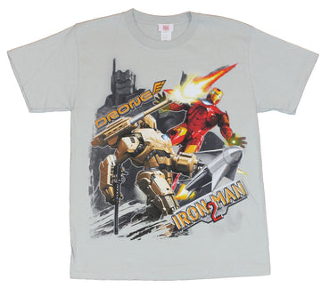 Iron Man 2 Mens T-Shirt -Iron Man Battling Drone Image