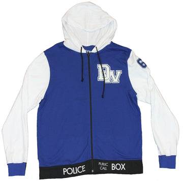 Doctor Who Girls Juniors Light Hoodie  - Letter Jacket Style  Call Box Bottom
