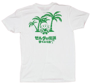 Legend of Zelda Mens T-Shirt - Link Palm Tree Lapel Big Image Back