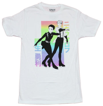 Yuri On Ice Mens T-Shirt - Victor & Yuri Skating Over A Rainbow Patch