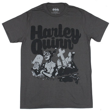 Harley Quinn Mens T-Shirt - Hanging in A Cemetery Image