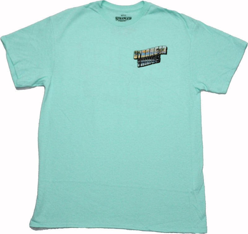 Stranger Things Mens T-Shirt - Lapel Logo Greetings From The Upside Down
