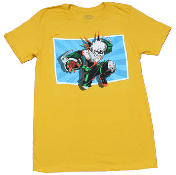 My Hero Academia Mens T-Shirt -  Bakugo Full Gear Attacking Picture Box