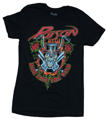 Poison Mens T-Shirt - Ride Like the Wind Skull Image