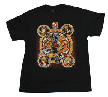 Kingdom Hearts Mens T-Shirt - Sora In Center of Circle Characters