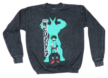 My Hero Academia Mens  Sweatshirt - Deku Next to Kanji Under All Might Shadow